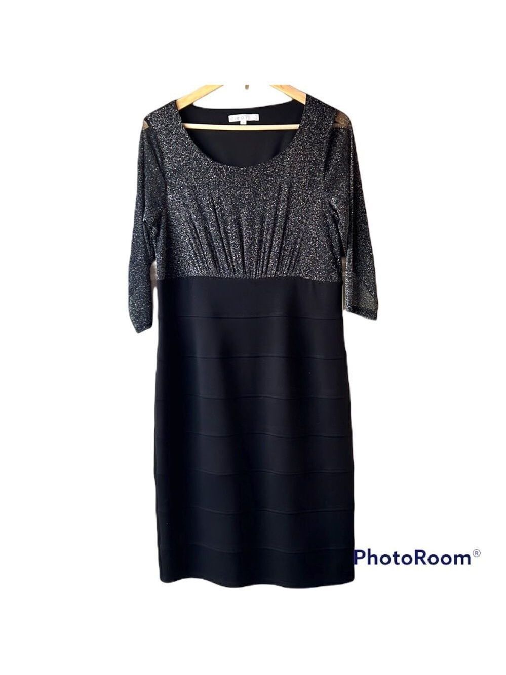 Cleo Silver and Black 3/4 Length Sleeve Dress Size 12